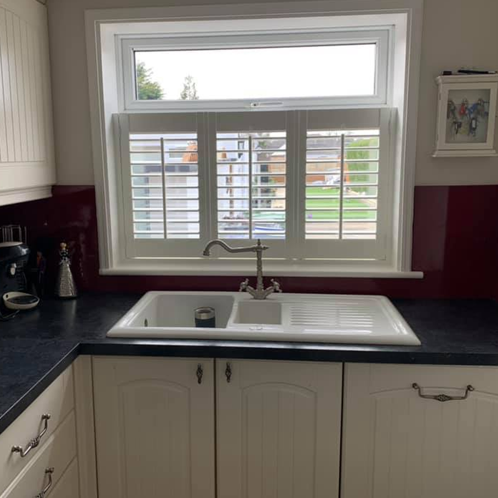 A customer photo of their shutter installation